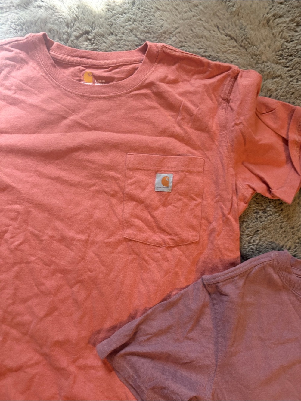 Carhartt Short-Sleeve Pocket Tees in Coral and Dusty Rose - Picture 2 of 4